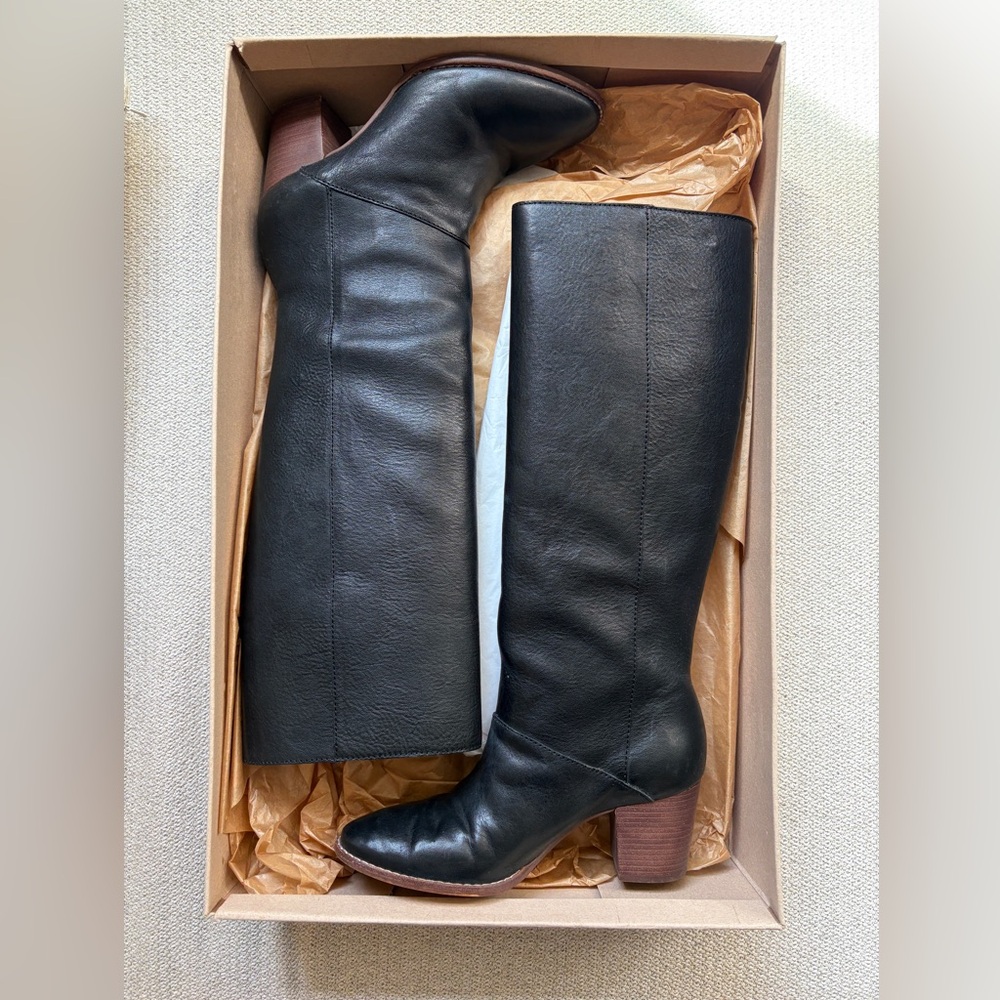 Madewell Black Leather Knee-High Boots